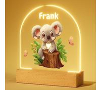 witfox Veilleuse Bébé Personnalisé - Lampe LED Acrylique Koala,Naissance Personnalisé, Cadeau de Décoration Pour Fille, Cadeau de Baptême Pour Bebe Naissance Garçon et Fille