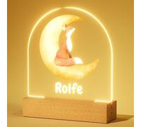 witfox Veilleuse Bébé Personnalisé - Veilleuse Acrylique Renard,Naissance Personnalisé, Cadeau de Décoration Pour Fille, Cadeau de Baptême Pour Bebe Naissance Garçon et Fille