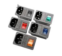 With 10A Fuse! Red Rocker Switch Fused IEC320 C14 Inlet Power Socket Fuse Switch Connector Plug Connector Red Green Blue Black NWPNLXEA(1pcs 10A Fuse)