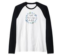 with Brave Wings She Flies Blue Butterfly Cute Purple Floral Manche Raglan