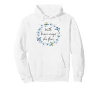 with Brave Wings She Flies Blue Butterfly Cute Purple Floral Sweat à Capuche
