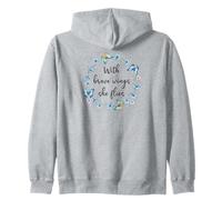 with Brave Wings She Flies Blue Butterfly Cute Purple Floral Sweat à Capuche