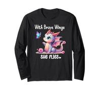 With Brave Wings She Flies Butterfly Pink Flower Dragon Wing Manche Longue