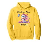 With Brave Wings She Flies Butterfly Pink Flower Dragon Wing Sweat à Capuche