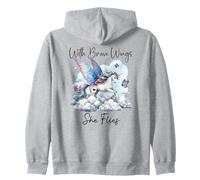 With Brave Wings She Flies Butterfly Pink Unicorn Rainbow Sweat à Capuche