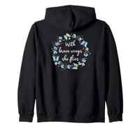 with Brave Wings She Flies Cute Butterfly Blue Purple Floral Sweat à Capuche
