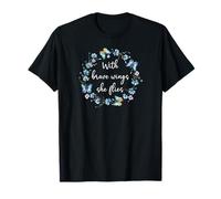 with Brave Wings She Flies Cute Butterfly Blue Purple Floral T-Shirt