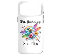 with Brave Wings She Flies Dragonfly Rainbow Daisy Flower Coque pour iPhone 17 Pro Max