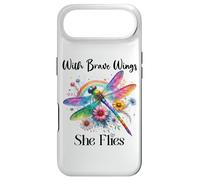 with Brave Wings She Flies Dragonfly Rainbow Daisy Flower Coque pour iPhone Air