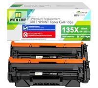 [WITH CHIP] Cartouches de toner compatibles 135X W1350X (135A W1350A) 2 noirs 2400 pages pour M207dw M209d M209dw M234d M234dw M234sdw M234sdn M235sdw, Non compatible avec les H P+ finissant par "e"