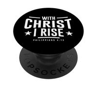 with Christ I Rise Bible Verse Philippiens 4:13 Christian PopSockets PopGrip Adhésif