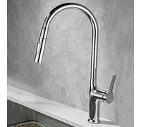 with Down Sprayer,2 Spouts Pull Out Sink Degree Swivel Spout Water Faucet in Brass,Single Handle One Hole Kitchen Faucet,Black