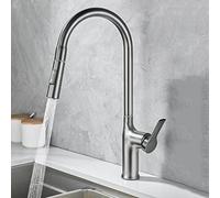 with Down Sprayer,2 Spouts Pull Out Sink Degree Swivel Spout Water Faucet in Brass,Single Handle One Hole Kitchen Faucet,Black