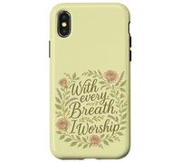 with Every Breath I Worship Christian Citation Faith Coque pour iPhone X/XS