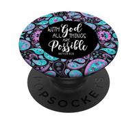 with God All Things are Possible Matthew 19 26 Bible Paisley PopSockets PopGrip Adhésif