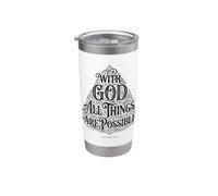 With God All Things are Possible | Matthieu 19:26 Bible Faith Gobelet isotherme en acier inoxydable double paroi