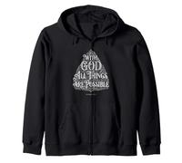with God All Things are Possible | Matthieu 19:26 Typographie Sweat à Capuche