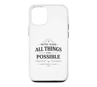 with God All Things Matthew 19:26 Verse biblique chrétienne Coque pour iPhone 12/12 Pro