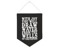 With Joy You Will Draw Water from The Wells of Salvation Bannière sur toile à suspendre murale inspirante pour décoration d'intérieur pour salon, chambre à coucher, bureau, cadeaux de vacances, 25,4 x