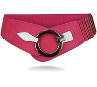 with love, Vanessa & Melissa Frentree Ceinture élastique pour femmes, ceinture de 6 cm de large avec boucle dorée, ceinture stretch