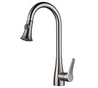 with Pull Down Sprayer, Swivel Sink Faucet, High Arc Handle Hot and Cold Water Kitchen Mixer Tap, Single Hole Faucet,Chrome (Color :