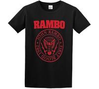 with Rambo 'First Blood 1982' T-Shirt Funny Tee Camiseta Short-Sleeve for Men Black XXL