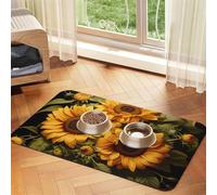 with the Yellow Sunflower Pet Pet Water Absorbent Faux Leather FeedMat 30x45cm Antidérapant Durable Mat for Cat and Dog Gamelles