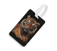 With Tiger and Paws Étiquettes de bagage avec carte d'identité, étiquettes de sac de voyage durables, étiquettes imperméables pour valises, sacs à dos et étuis de voyage, style blanc