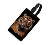 With Tiger and Paws Étiquettes de bagage avec carte d'identité, étiquettes de sac de voyage durables, étiquettes imperméables pour valises, sacs à dos et étuis de voyage Noir