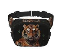 With Tiger And Paws Sac banane imperméable et réglable pour femme Sac banane tendance décontracté pour course à pied, entraînement, randonnée, voyage, noir, taille unique, Noir , Taille unique