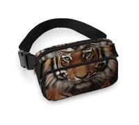 With Tiger And Paws Sac banane pour homme et femme - Sac banane réglable décontracté pour voyage, sport, randonnée, blanc, 20,1 x 13 cm, blanc, 7.9x5.1inches