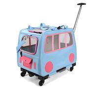 with Wheels sonLarge Cage pour chat de type Mimi à roulettes, design à deux boîtes, cloisons amovibles, convient pour les chats pesant 10 kg, convient pour voiture, voyage, bus, métro (bleu)