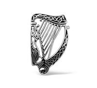 WithLoveSilver 925 Sterling Silver Celtic Triquetra Trinity Harp Broche Musicale Broche, Velours