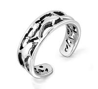 WithLoveSilver Bague d'orteil en argent sterling 925 Motif dauphins