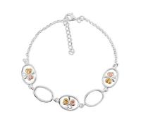WithLoveSilver Bracelet Shamrock ovale en argent sterling 925 plaqué or 3 couleurs 1 micron or + rose + argent plaqué