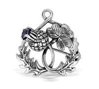 WithLoveSilver Broche en argent sterling 925 de style écossais classique en forme de chardon, cœur, feuille, trèfle imitation zircone, argent sterling