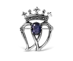 WithLoveSilver Broche en argent sterling avec cœur et améthyste ovale Style écossais