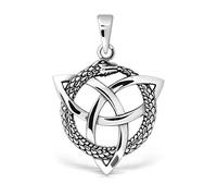 WithLoveSilver Pendentif en argent sterling 925 celtique Triquetra Ouroboros Serpent Hoop serpent infini, Argent sterling