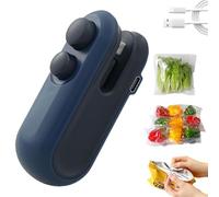 Withnormally Mini Bag Sealer with Cutter and Magnet, Mini Bag Sealer and Cutter Rechargeable Portable Handheld Vacuum Heat Sealing Machine for Snacks Vegetable Fresh Storage (Blue)