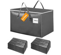 Withosent 100L Grand Sac de Rangement, Lot de 10 Imperméable Sacs de Déménagement avec Fermeture éclair et Poignée, Boite Rangement Vetement Couettes, Alternative aux Cartons Déménagement, Gris