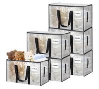 Withosent 100L Grand Sac de Rangement, Lot de 6 Imperméable Sacs de Déménagement avec Fermeture éclair et Poignée, Boite Vetement Couettes, Alternative aux Cartons Déménagement, Transparent