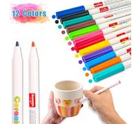 12 Couleurs Marqueur Peinture Acrylique Pour Porcelaine, Passe Au Lave-vaisselle, Stylos en Céramique pour Peindre et Décorer pour Les Enfants à Partir de 3 ans