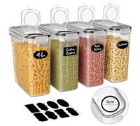 Withosent 4L Boite Rangement Cuisine Lot de 4, Boîte Hermetiques Alimentaires en Plastique, Boite de Conservation Alimentaire Cuisine, Boite Cereales Pâtes Farine