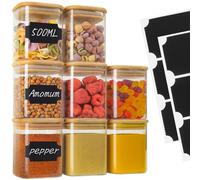 Withosent 500ml Bocaux en Verre Lot de 8, Bocaux Epices, Bocal Verre avec Couvercle en Bambou, Empilable Pot a Épices Verre, Boite Rangement Cuisine pour Epices Herbes Bonbons