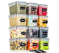 Withosent Lot de 12 boîtes de conservation avec couvercle, boîte de rangement hermétique en plastique, boîte à céréales