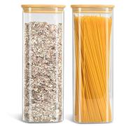 Withosent Lot de 2 récipients alimentaires rectangulaires en verre avec couvercle