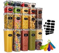 Withosent Lot de 20 boîtes de conservation hermétiques avec couvercle en plastique pour spaghetti, farine, céréales, céréales (2,8 l, 2 l, 1,4 l, 0,8 l, 0,52 l)