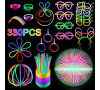 Withosent Lot de 330 bâtons lumineux à craquer pour fête - Bâtons lumineux néon avec 150 connecteurs - Bâtons lumineux lumineux - Décoration de fête pour enfants et adultes - Décoration de mariage,
