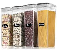 Withosent Lot de 4 boîtes de conservation avec couvercle, boîte de rangement hermétique en plastique, boîte à céréales