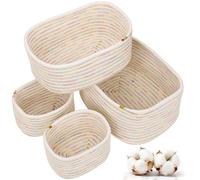 Withosent Lot de 4 paniers de rangement, corde tressée en coton, panier de rangement, organiseur à langer, panier de rangement empilable pour chambre, coloré